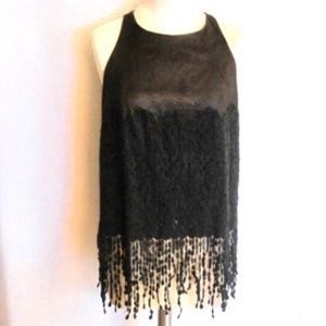 ALYSI Faux Leather/Knit Shell Top